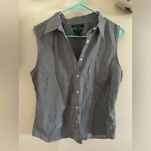 Non Iron Black Gingham Sleeveless Button Down Ralph Lauren